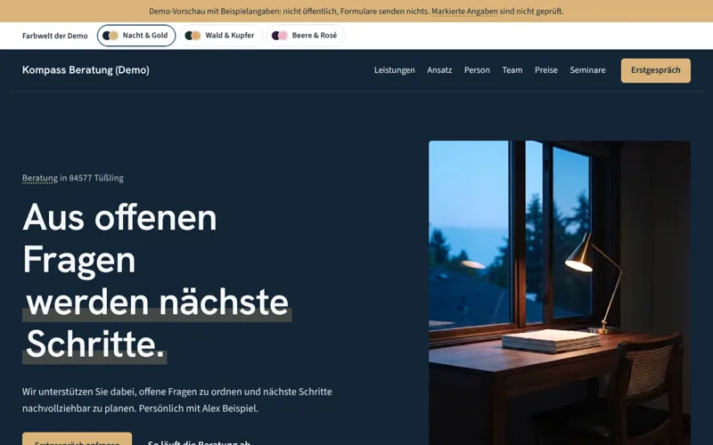 Startseite von Kompass Beratung (Beispiel)
