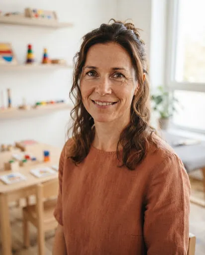 Porträt einer Beispielperson (KI-generiert) im Therapieraum